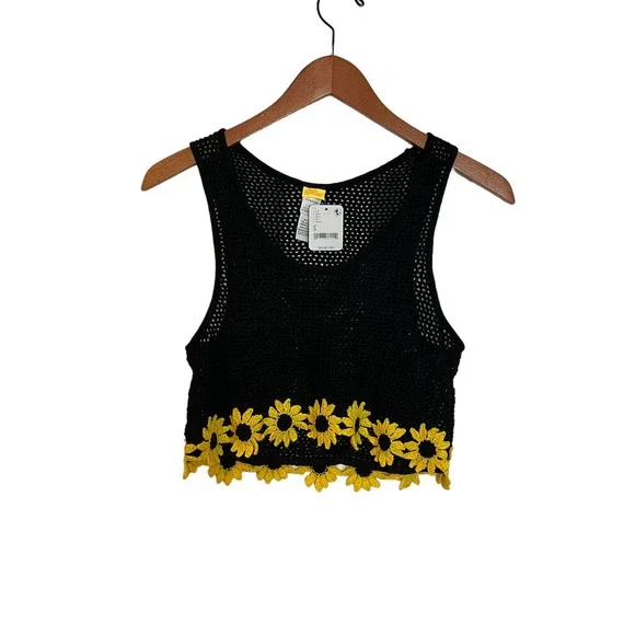 Agua Bendita Free People Colaboration Brit Sunshower Crop Top Tank Black Size S - Picture 6 of 12